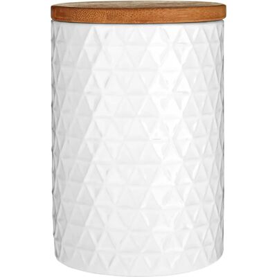 Conteneur Tri en Dolomite Blanc avec Couvercle en Bambou - Premier Housewares Conteneur Tri en Dolomite Blanc avec Couvercle en Bambou - Premier Housewares