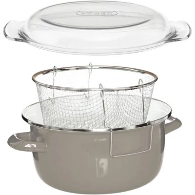 Premier Deep Fryer - Grey with Pyrex Lid - 5 Assorted Colours Premier Deep Fryer - Grey with Pyrex Lid - 5 Assorted Colours
