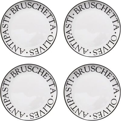 Premier Housewares Juego de 4 Platos Antipasto - Blanco - 19cm Premier Housewares Juego de 4 Platos Antipasto - Blanco - 19cm
