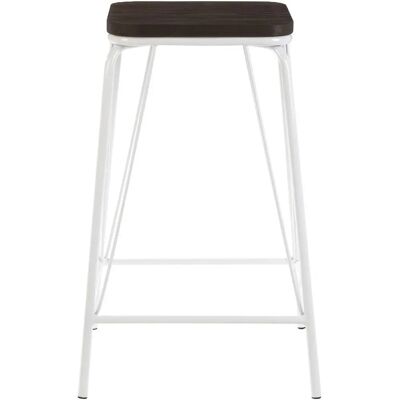 Premier Housewares White Metal and Elm Wood Stool - Large Square Stool - Accent Wooden Bar Stool for Home Bar Premier Housewares White Metal and Elm Wood Stool - Large Square Stool - Accent Wooden Bar Stool for Home Bar