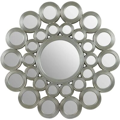 Premier Housewares Maris Silver Wall Mirror - Contemporary, Flower Design Premier Housewares Maris Silver Wall Mirror - Contemporary, Flower Design