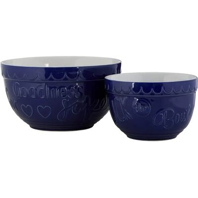 Premier Housewares Gigi Blue & White Round Mixing Bowls - Set of 2 Premier Housewares Gigi Blue & White Round Mixing Bowls - Set of 2