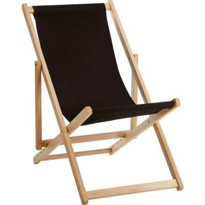Premier Housewares Black Deck Chair - Adjustable, Sling Design, Garden Furniture Premier Housewares Black Deck Chair - Adjustable, Sling Design, Garden Furniture