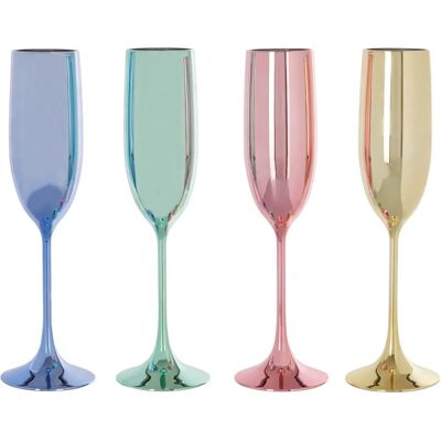 Premier Housewares Reflective Set Of 4 Multicolour Champagne Glasses - Champagne Glasses Premier Housewares Reflective Set Of 4 Multicolour Champagne Glasses - Champagne Glasses