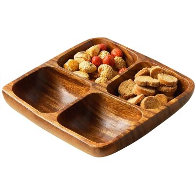 Premier Housewares Kora Plat en bois d’acacia à 4 compartiments - Plat de service Premier Housewares Kora Plat en bois d’acacia à 4 compartiments - Plat de service
