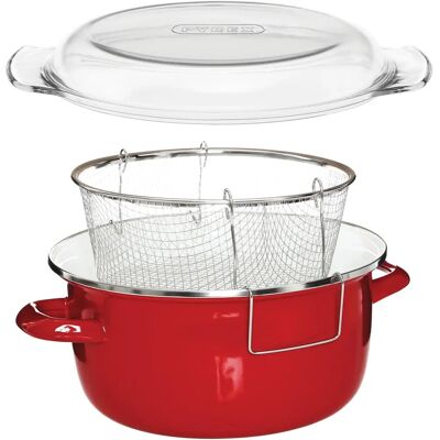 Premier Housewares Deep Fryer - Pyrex Lid - Red - Deep Fryer Premier Housewares Deep Fryer - Pyrex Lid - Red - Deep Fryer