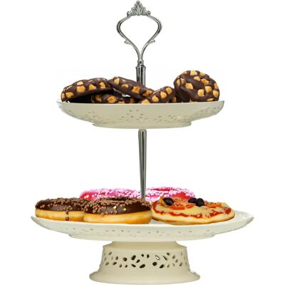 Premier Housewares Cream Lace Cake Stand - Cake Stand Premier Housewares Cream Lace Cake Stand - Cake Stand
