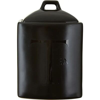 Unbranded Black Text Tea Jar - Ceramic Storage for Kitchen Unbranded Black Text Tea Jar - Ceramic Storage for Kitchen
