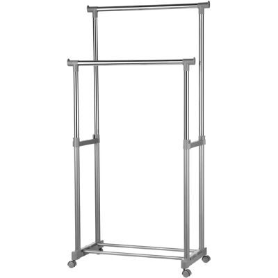 Premier Housewares Dubbele ophangrail met wielen - Chroom Premier Housewares Dubbele ophangrail met wielen - Chroom