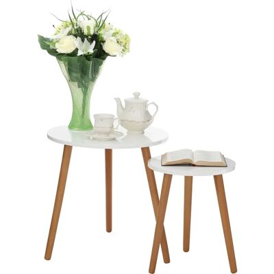 Premier Housewares Nostra Jorvik Nest of 2 White High Gloss Tables - nest of tables Premier Housewares Nostra Jorvik Nest of 2 White High Gloss Tables - nest of tables