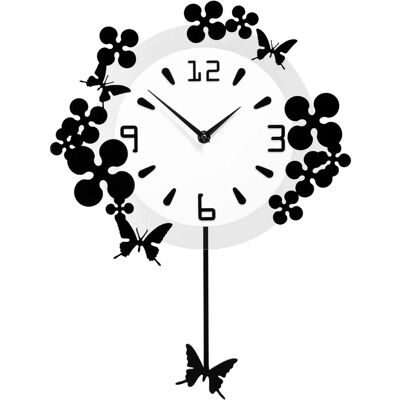 Reloj de Pared con Flores y Mariposas - Reloj de Pared Reloj de Pared con Flores y Mariposas - Reloj de Pared