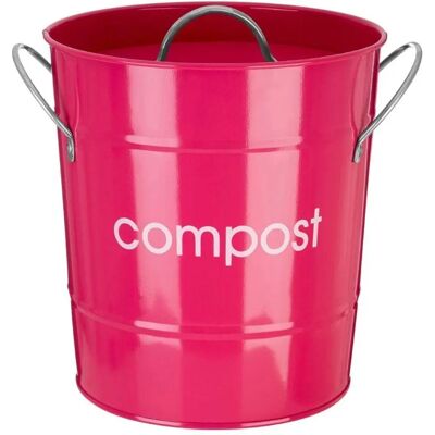 Secchio compost in metallo rosa acceso di Premier Housewares - Secchio di compostaggio Secchio compost in metallo rosa acceso di Premier Housewares - Secchio di compostaggio