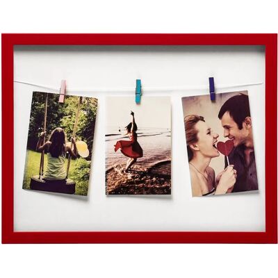 Premier Housewares Washing Line 3 Peg Deep Red Photo Frame - photo frame Premier Housewares Washing Line 3 Peg Deep Red Photo Frame - photo frame