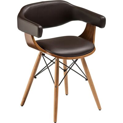 Premier Housewares Brown Leather Effect Beech Wood Legs Chair Premier Housewares Brown Leather Effect Beech Wood Legs Chair