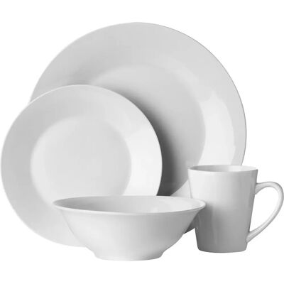 Set da 16 Pezzi - Servizio in Porcellana Bianca Moderna di Premier Housewares Set da 16 Pezzi - Servizio in Porcellana Bianca Moderna di Premier Housewares