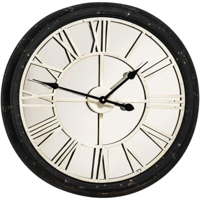 Premier Housewares 62Cm Dia Black/Cream Rustic Wall Clock - Wall Clock Premier Housewares 62Cm Dia Black/Cream Rustic Wall Clock - Wall Clock