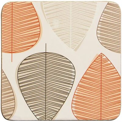 Premier Housewares Set of 4 Orange Leaf Cork Backed Coasters - Coasters Premier Housewares Set of 4 Orange Leaf Cork Backed Coasters - Coasters