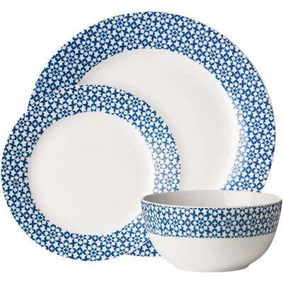 Premier Housewares Casablanca Juego de Cena Azul de 12 Piezas - Juego de Cena Premier Housewares Casablanca Juego de Cena Azul de 12 Piezas - Juego de Cena