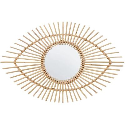 Premier Housewares Natural Rattan Eye Shaped Wall Mirror - Wall Mirror Premier Housewares Natural Rattan Eye Shaped Wall Mirror - Wall Mirror