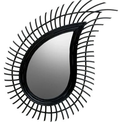 Premier Housewares Teardrop Black Natural Rattan Wall Mirror - Wall Mirror Premier Housewares Teardrop Black Natural Rattan Wall Mirror - Wall Mirror