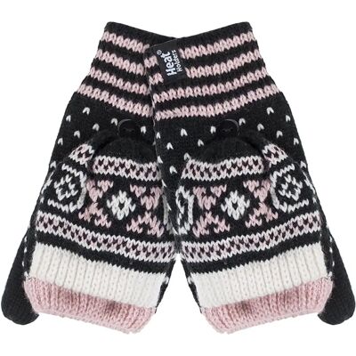 Heat Holders Damen Warme Fairisle Muster Thermo Fingerschutz - Schwarz - Einheitsgröße Heat Holders Damen Warme Fairisle Muster Thermo Fingerschutz - Schwarz - Einheitsgröße