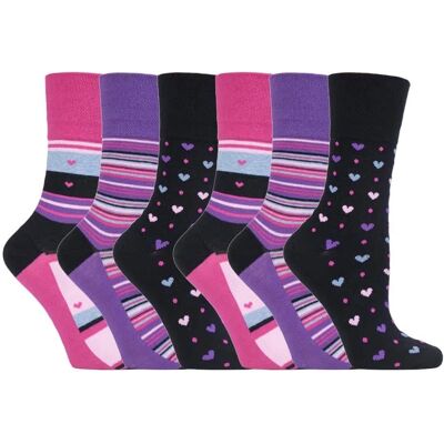 Gentle Grip Womens - 6 Pairs Ladies Non Elastic Socks - Gg134 - Purple Cotton - Size Uk 4-8 Gentle Grip Womens - 6 Pairs Ladies Non Elastic Socks - Gg134 - Purple Cotton - Size Uk 4-8