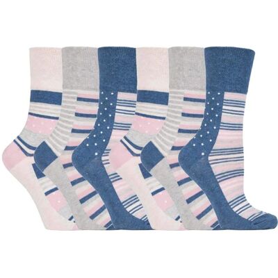 Gentle Grip Womens Socks - 6 Pairs Blue Cotton - Size Uk 4-8 - Socks Gentle Grip Womens Socks - 6 Pairs Blue Cotton - Size Uk 4-8 - Socks
