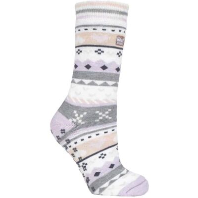 Heat Holders Dames Fairisle Nordic Winter Antislip Thermische Pantoffelsokken - Paars - Maat 4-6.5 Heat Holders Dames Fairisle Nordic Winter Antislip Thermische Pantoffelsokken - Paars - Maat 4-6.5