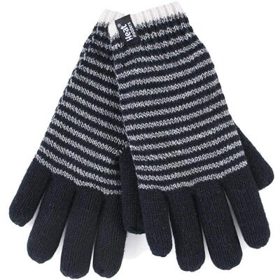 Heat Holders Dames Gestreepte Fleece Thermo Handschoenen - Zwart - S/M Heat Holders Dames Gestreepte Fleece Thermo Handschoenen - Zwart - S/M