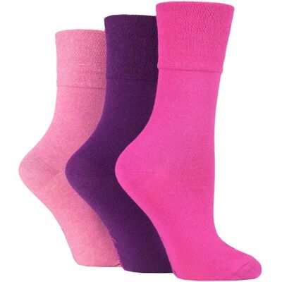 Sockshop Gentle Grip 3 Pair Cotton Socks - Pink/Purple - Socks Sockshop Gentle Grip 3 Pair Cotton Socks - Pink/Purple - Socks