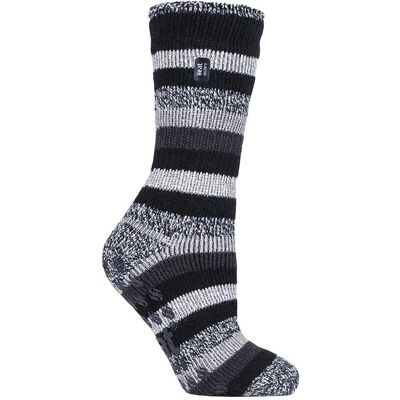 Chaussettes de pantoufles thermiques antidérapantes Heat Holders pour femmes - Nylon noir - Taille 4-8 UK - Publicité Chaussettes de pantoufles thermiques antidérapantes Heat Holders pour femmes - Nylon noir - Taille 4-8 UK - Publicité
