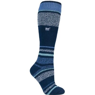 Heat Holders Damen Lange Kniehohe Gestreifte Skisocken - Indigo Blau Nylon - Größe 4-6.5 Heat Holders Damen Lange Kniehohe Gestreifte Skisocken - Indigo Blau Nylon - Größe 4-6.5