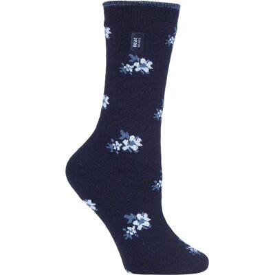 Heat Holders Dames Ultra Lite Thermo-Sokken Navy Floral - UK 4-8 Heat Holders Dames Ultra Lite Thermo-Sokken Navy Floral - UK 4-8