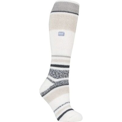 Heat Holders Damen lange gestreifte Skisocken - Creme - UK 4-6.5 Heat Holders Damen lange gestreifte Skisocken - Creme - UK 4-6.5