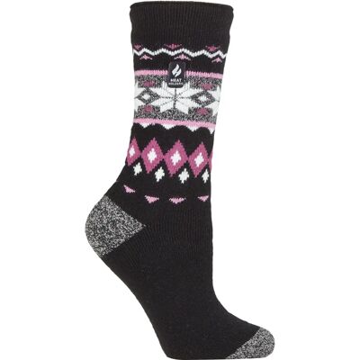 Heat Holders Lite Damen Thermosocken - Schwarz / Rosa - UK 4-7 Heat Holders Lite Damen Thermosocken - Schwarz / Rosa - UK 4-7