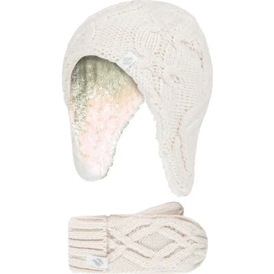 Heat Holders Mädchen Kabelstrick Wintermütze und Fäustlingsset - Buttercream - Größe 4-6 Jahre Heat Holders Mädchen Kabelstrick Wintermütze und Fäustlingsset - Buttercream - Größe 4-6 Jahre