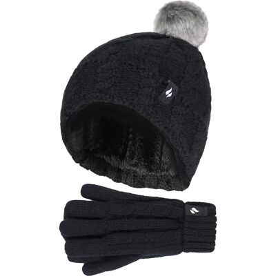 Heat Holders Mädchen Fleece gefüttert warmer Turnover Hut & Handschuh-Set - Winter Essential Heat Holders Mädchen Fleece gefüttert warmer Turnover Hut & Handschuh-Set - Winter Essential