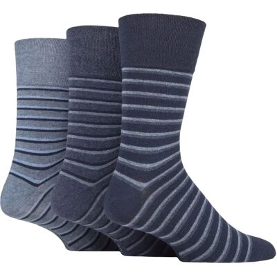 Gentle Grip Navy/Denim Stripe Cotton Socks - Men - 6 Pairs Gentle Grip Navy/Denim Stripe Cotton Socks - Men - 6 Pairs