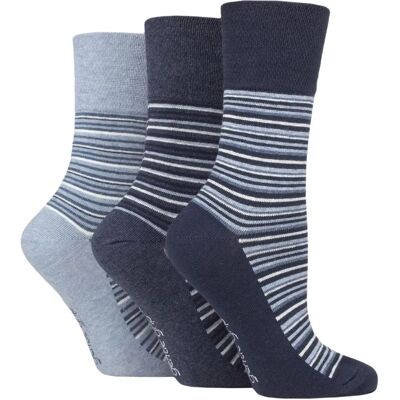 Chaussettes en coton Navy/Denim Gentle Grip - 6 Paires - Rayures Variées - Ville - Publicité Chaussettes en coton Navy/Denim Gentle Grip - 6 Paires - Rayures Variées - Ville - Publicité