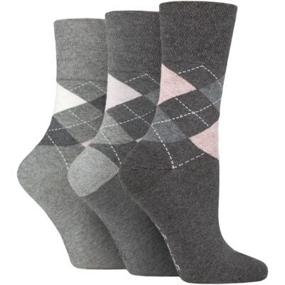 Gentle Grip Charcoal/Grey Highlands Argyle Cotton Socks - Socks Gentle Grip Charcoal/Grey Highlands Argyle Cotton Socks - Socks