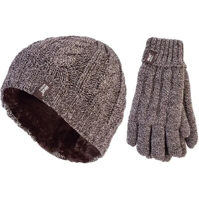 Heat Holders Damen Mütze & Handschuhe Set für den Winter - Fawn Beige S/M Heat Holders Damen Mütze & Handschuhe Set für den Winter - Fawn Beige S/M
