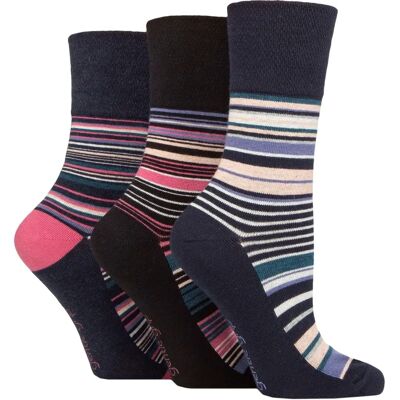 Gentle Grip Cotton Socks - Whimsy Stripes - Non-Binding Comfort Gentle Grip Cotton Socks - Whimsy Stripes - Non-Binding Comfort