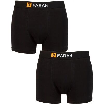 Farah Mens 2 Pack Cotton Classic Fitted Trunks - Boxer Shorts Black - S Farah Mens 2 Pack Cotton Classic Fitted Trunks - Boxer Shorts Black - S