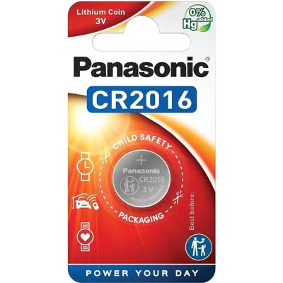 Panasonic CR2016 Lithium Batterie - 3V, 1 Stück Panasonic CR2016 Lithium Batterie - 3V, 1 Stück