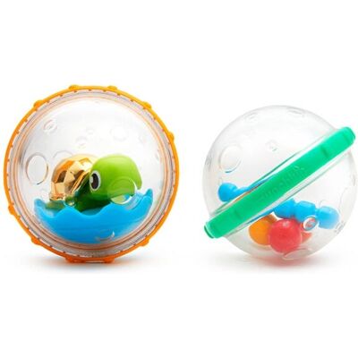 Munchkin Float & Play Bubbles - Jucărie de baie, 2 bucăți, Albastru, Verde, Roșu, Galben Munchkin Float & Play Bubbles - Jucărie de baie, 2 bucăți, Albastru, Verde, Roșu, Galben