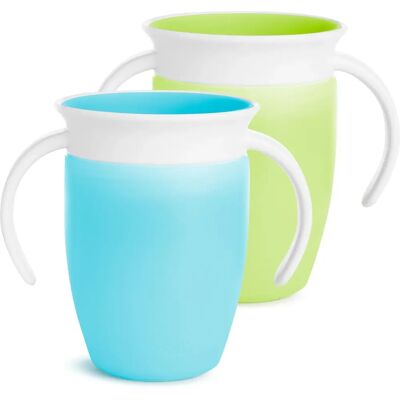 Tasse d'apprentissage Miracle 360 - Vert/Bleu - 207ml - Pack de 2 Tasse d'apprentissage Miracle 360 - Vert/Bleu - 207ml - Pack de 2