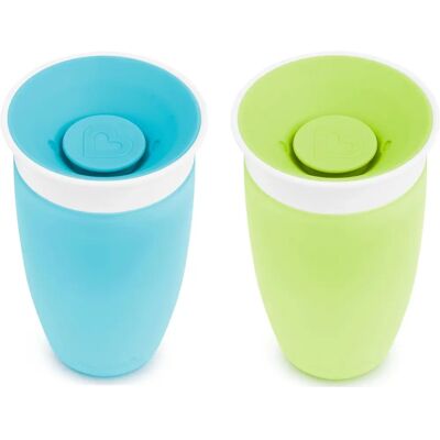 Verre d'apprentissage Miracle 360 de Munchkin - Vert/Bleu - 296 ml - Lot de 2 Verre d'apprentissage Miracle 360 de Munchkin - Vert/Bleu - 296 ml - Lot de 2