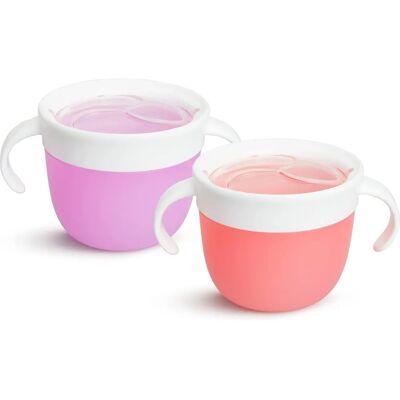 Munchkin Snack Catcher - Snack para bebés - Rosa/Púrpura - Pack de 2 Munchkin Snack Catcher - Snack para bebés - Rosa/Púrpura - Pack de 2