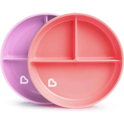 Set de 2 assiettes divisées rose/violet avec ventouse Munchkin Set de 2 assiettes divisées rose/violet avec ventouse Munchkin