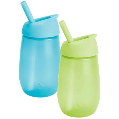 Munchkin Simple Clean Rietje Bekers - 10oz/296ml - Blauw/Groen Munchkin Simple Clean Rietje Bekers - 10oz/296ml - Blauw/Groen